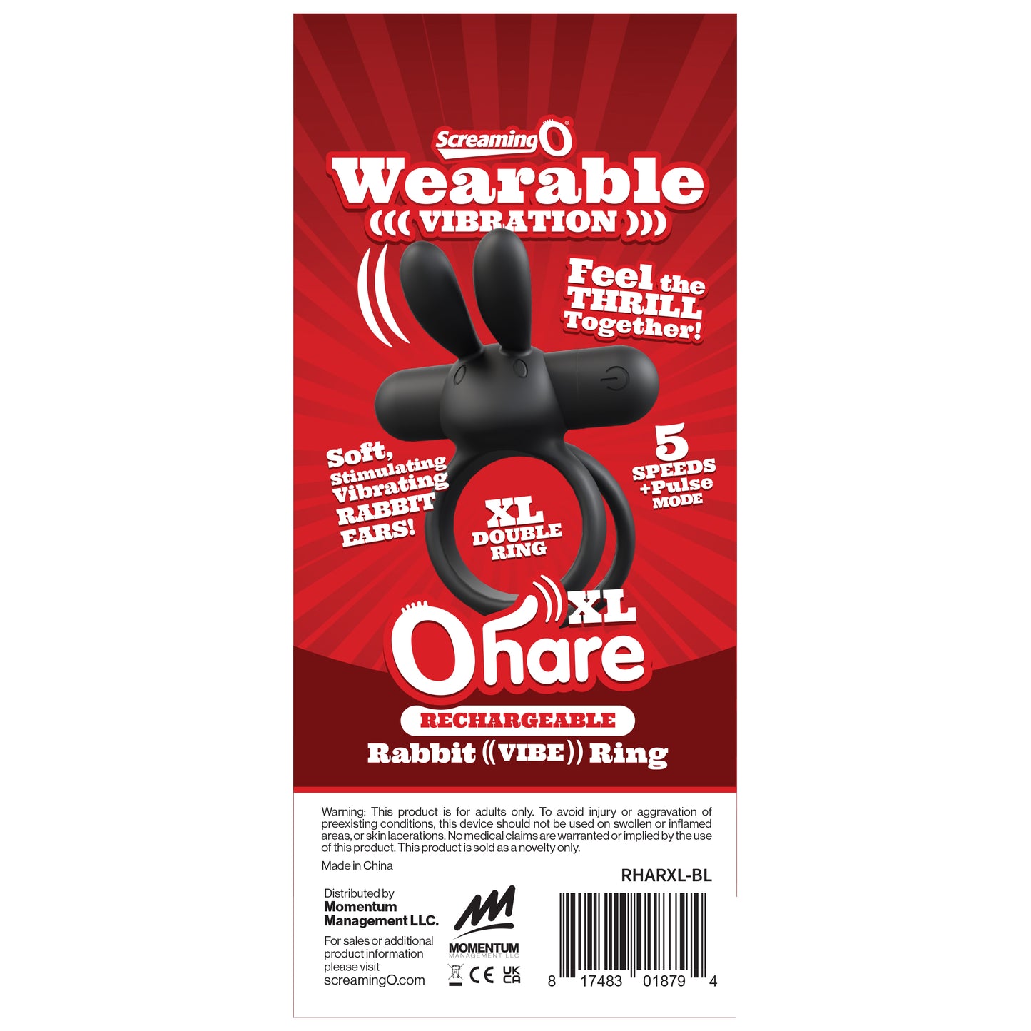 Ohare XL Rechargeable Vibrating Cock Ring – Black