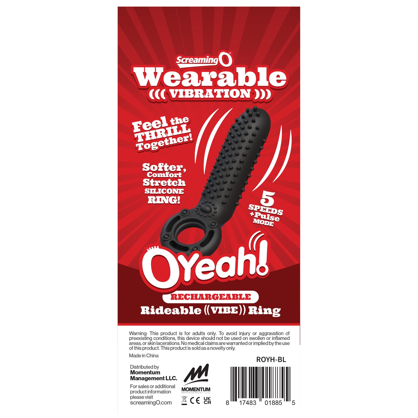 O Yeah Rechargeable Silicone Vibrating Ring – Black
