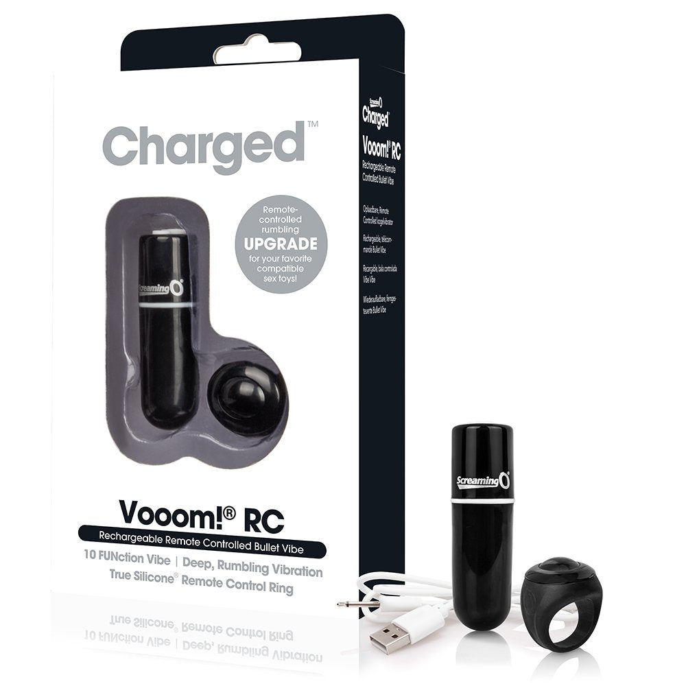 Charged Vooom Remote Control Mini Vibe Bullet - Black