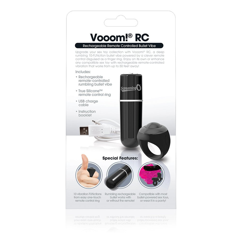 Charged Vooom Remote Control Mini Vibe Bullet - Black